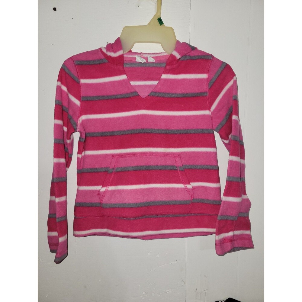 The Children's Place Girls Pink Striped Fleece Pullover Hoodie AA71